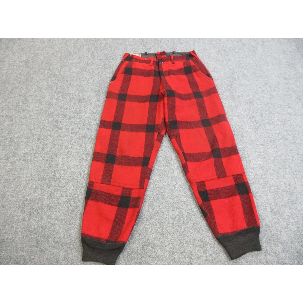 Vintage Carters Pants Mens‎ Medium Red Black Buffalo Plaid Wool Hunting Cuffed